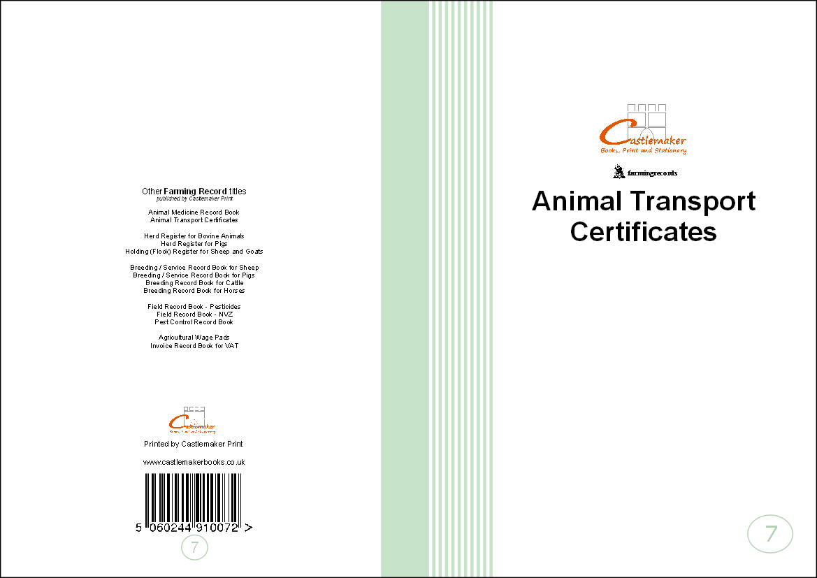 Animal Transport (Certificate) Book