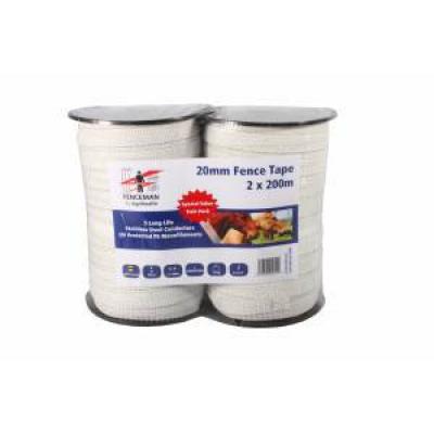 Fenceman Tape Twin Pack White 20mm 200m Pack of 2